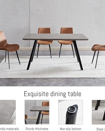 ZckyCine 46.5" Modern Dining Table Set for 4-6 People Kitchen Dining Room Table Set Extendable Wood Dining Table and 4 Upholstered Chairs, Home Kitchen Furniture