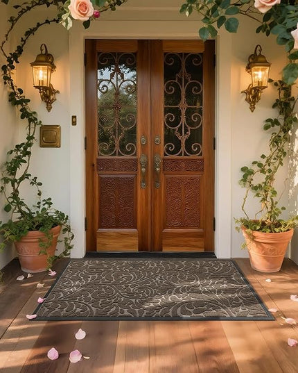 Yimobra Extra Large Door Mat 60x36, Waterproof Sturdy Outdoor Mats for Front Door, Heavy Duty Non-Slip Doormat for Garage Patio Entryway Indoor, Easy Clean, Brown