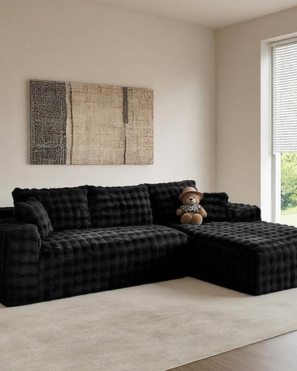 TYBOATLE 107’’ Boneless Memory Foam Couch, Cloud Sectional Couches for Living Room w/Upgraded Fabric, Deep Seat Comfy Fluffy L Shaped Modular Sectional Sofa