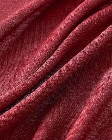 MIULEE Burgundy Red Linen Curtains 108 Inches Long for Bedroom Living Room, Soft Thick Linen Textured Window Drapes Semi Sheer Light Filtering Back Tab Rod Pocket Burlap Look Christmas Decor, 2 Panels