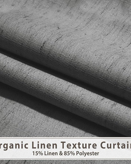 HESTIA 100% Blackout Linen Curtains 78 Inch Long 2 Panels Set Soundproof Room Darkening Curtain for Bedroom Living Room Office Thermal Insulated Privacy Protection Drapes, Grey, 52" W x 78" L