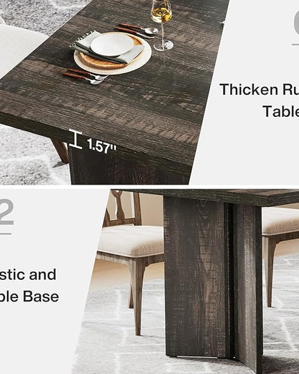 Tribesigns 63-inch Dining Table for 4-6, Farmhouse Kitchen Table with Large Tabletop, Rectangular Dinner Eating Table for Dining Room, Living Room, Kitchen, Dark Gray