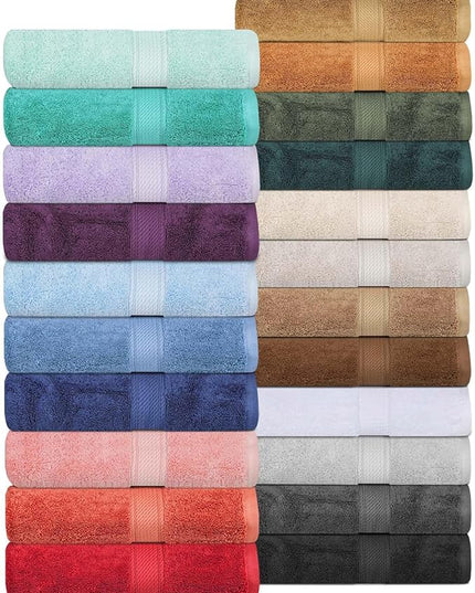 Superior Egyptian Cotton Pile 6 Piece Towel Set, Includes 2 Bath, 2 Hand, 2 Face Towels/Washcloths, Ultra Soft Luxury Towels, Thick Plush Essentials, Guest Bath, Spa, Hotel Bathroom, Chocolate