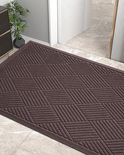 Sturdy Front Door Mat, Absorbent Muddy Dirt Resist Welcome Door Mats Outdoor Indoor, Stain and Fade Resistant, Non-Slip Rubber Backing Low Profile Doormat for Entryway, 47×32, Coffee