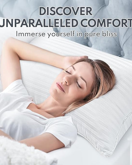 Bed Pillows King Size Set of 2 - Premium Down Alternative Cooling Pillows for Side, Back, and Stomach Sleepers Hotel Quality Fluffy Soft Microfiber Fill Breathable Skin-Friendly
