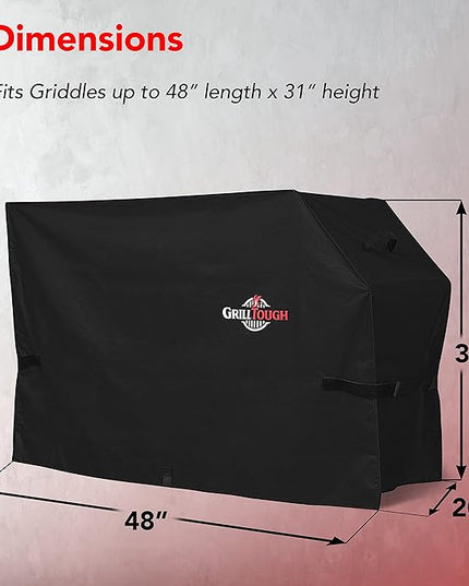 Heavy Duty Griddle Cover for Outdoor Griddle, Fits 28 Inch Griddle – Waterproof, Weather Resistant, UV & Fade Resistant with Adjustable Straps – Flat Grill Cover, Black