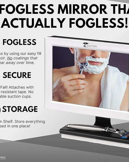 ToiletTree Products Fogless Shower Mirror with Squeegee - Anti-Fog Mirror - Adjustable Shaving Mirror with a Squeegee - Rust-Proof, Impact-Resistance Bathroom Shower Mirror