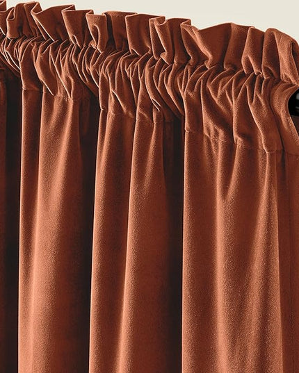 Lazzzy Velvet Blackout Curtains Thermal Insulated Room Window Drapes Super Soft Luxury Curtains for Living Room Bedroom Rod Pocket 2 Panels, Burnt Orange, 52" W x 108" L