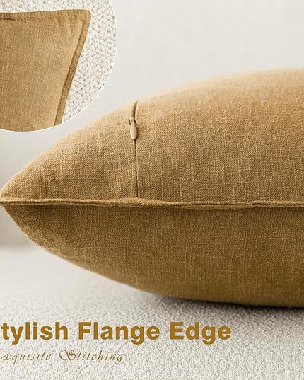 Foindtower Pack of 2, Decorative Linen Soild Throw Pillow Covers Soft Accent Cushion Case Boho Farmhouse Pillowcase for Chair Couch Sofa Bedroom Living Room Home Decor 16 x 16 Inch Honey Mustard