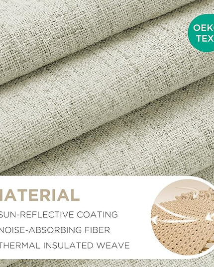 Joydeco Blackout Curtains for Bedroom - 100% Light Blocking 2 Panels Light Beige Drapes 37"W x 96"L, Thermal Insulated Room Darkening Curtains, Linen Textured for Living Room, Rod Pocket & Back Tabs