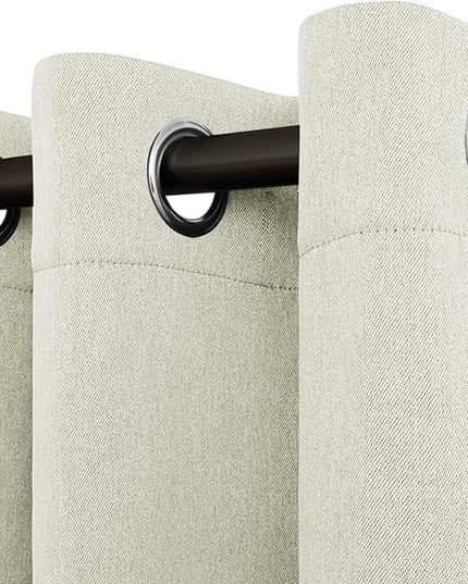Easy-Going Linen Look Blackout Curtain Grommet Window Curtain Drapes for Bedroom, Living Room Thermal Insulated Room Darkening (2 Panels, 38x45 Inch, Beige)