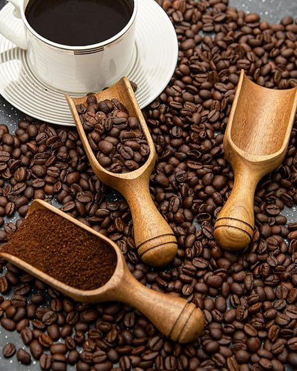 Big Coffee Scoops Shovel,Large Ground Coffee Scoop 3PCS Large Wooden Scoops for Jars 5.9″ Acacia Measuring Spoons for Coffee, Kitchen Scoop for Tea,Coffee, Powder, Bath Salts,Laundry -Multifunctional