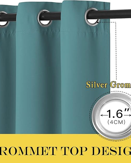 NICETOWN Room Divider Curtain 132 Inches Long, Wide Blackout Sliding Door Curtain for Bedroom, Room Darkening Privacy Window Curtain for Patio Door (1 Panel Set, Sea Teal, 80 x 132 Inch)