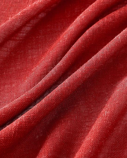 MIULEE Red Kitchen Curtains 36 Inch Length 2 Panels, Soft Thick Linen Textured Semi Sheer Light Filtering Short Cafe Tier Curtains for Small Half Window Back Tab Rod Pocket Christmas Decor