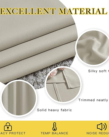 NICETOWN Natural Room Darkening Bedroom Curtains 96 inches Long, Grommet Thermal Insulated Room Darkening Window Treatments Sound Reducing for Living Room, W46 x L96, 2 Panels