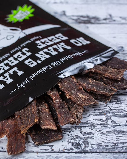 No Mans Land Beef Jerky - Fajita Lime | Slow-Dried, Smoked & Seasoned Jerky Strips | High Protein, Low Carb, Low Calorie Beef Snack | Gluten Free - 8.5oz Bag