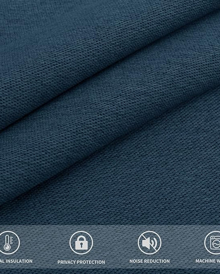 Easy-Going Linen Look Blackout Curtain Grommet Window Curtain Drapes for Bedroom, Living Room Thermal Insulated Room Darkening (2 Panels, 52x96 inch, Navy)