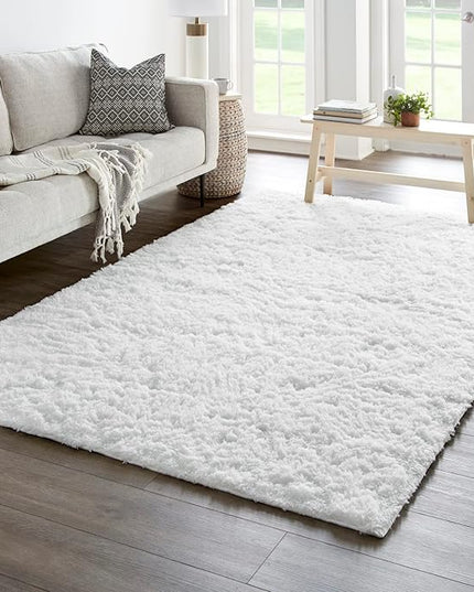 Ophanie 6x9 White Rugs for Living Room, Large Fluffy Shag Fuzzy Plush Soft Living Room Area Rugs, Floor Shaggy Carpets for Bedroom, Carpet for Kids Boys Girls Dorm Nursery Home Decor Aesthetic