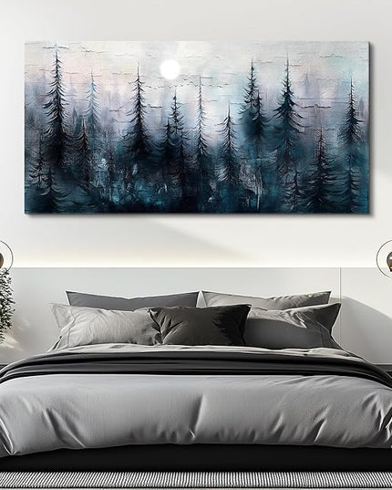 Canvas Wall Art for Living Room Large Wall Decor for Office Bedroom Decoration Foggy Forest Landscape Picture Black and White Painting Artwork Wall Mural Aesthetic Home Decor 30"X60"