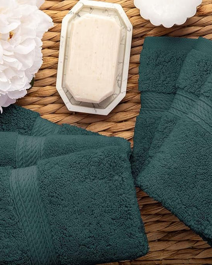 Superior Egyptian Cotton Pile Face Towel/Washcloth Set of 6, Ultra Soft Luxury Towels, Thick Plush Essentials, Absorbent Heavyweight, Guest Bath, Hotel, Spa, Home Bathroom, Shower Basics, Teal