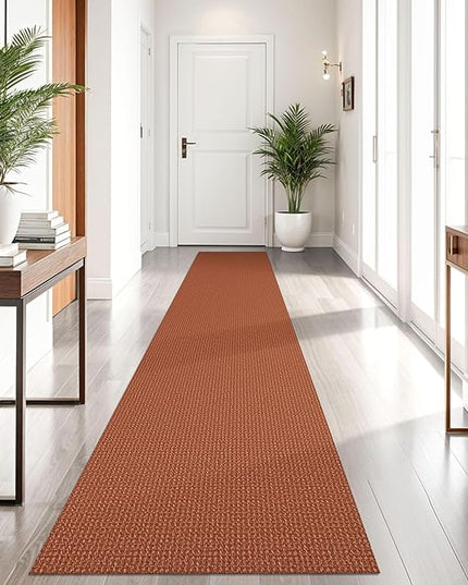 KOZYFLY Runners for Hallways 2x10 ft Washable Kitchen Runner Non Slip Rubber Backed Hallway Rugs Cotton Entryway Runner Rug Floor Carpet for Indoor Hall, Backdoor, Kitchen, Orange/Tan