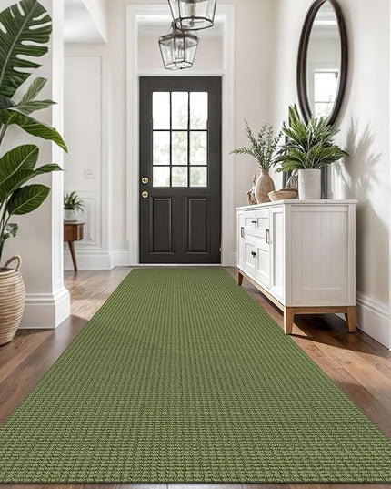 KOZYFLY Extra Long Runners for Hallways 3x14 ft Washable Kitchen Runner Non Slip Rubber Backed Hallway Rug Cotton Entryway Runner Rug Floor Carpet for Indoor Hall, Kitchen,Bright Green/Earthy Green
