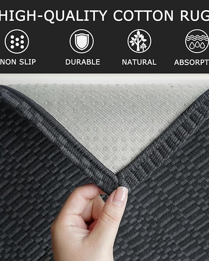 KOZYFLY Washable Runner Rug 3x14 ft Hallway Kitchen Runner Rugs with Rubber Backing Bobo Non Slip Entryway Runner Indoor, Long Carpet Runners for Hall Kitchen Entryway, Black/Grey
