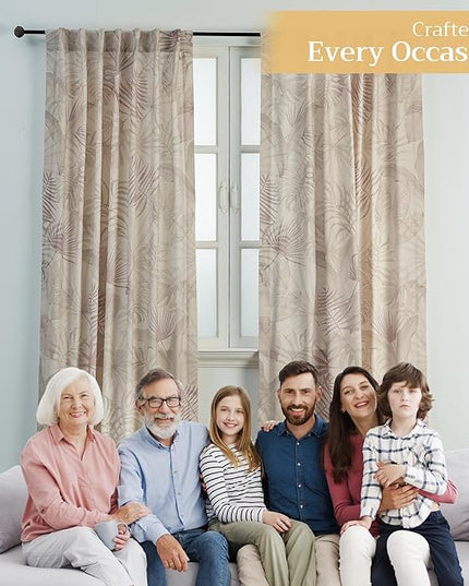 Maison d' Hermine Curtains for Living Room 100% Cotton 96 inch Length One Panel Light Filtering Curtains for Bedroom Windows with Rod and Loop Pockets Drapes (Creole Beige, 50" W x 96" L)