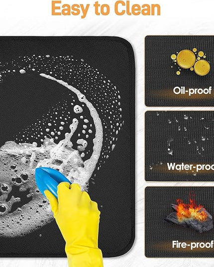 Heat Resistant Mats for Countertop - Fireproof 15x18 in Heat Resistant Mats for Air Fryer - Hot Pad Air Fryer Mat Compatible with Ninja,COSORI,Cuisinart for Coffee Maker, Toaster, Oven 2PCS - Black