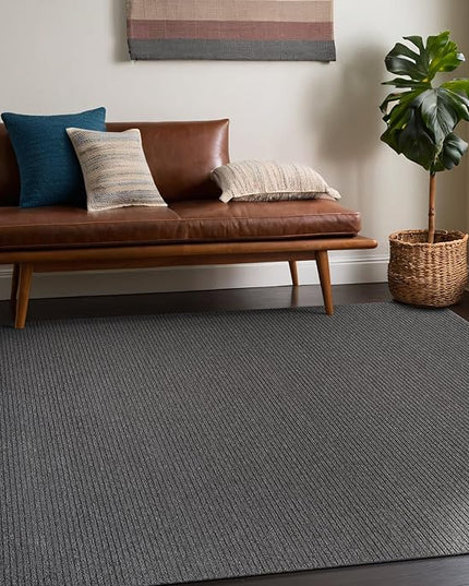 Beverly Rug Non-Slip Modern Rug 5x7 Solid Traditional Rubber Backing Machine Washable Soft Thin Indoor Area Rugs for Living Room Stain Resistant Non Shedding Casual Carpet (5 x 7 Gray)