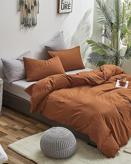 Houseri California King Pumpkin Color Comforter Set Terracotta Bedding Caramel Brown Comforter Sets Cal King Size Utra Comfy Soft Farmhouse Dusty Burnt Orange California King Cinnamon Quilt Blankets