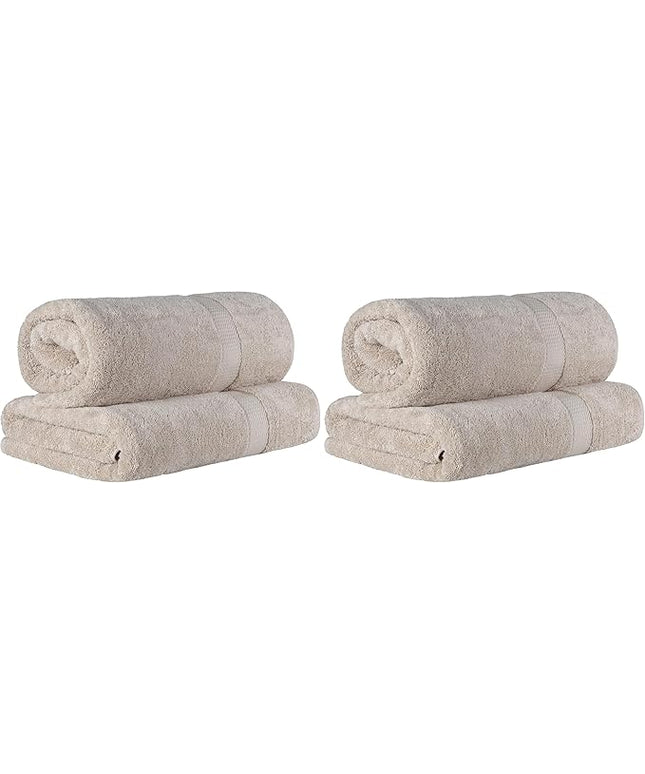Superior Egyptian Cotton Pile Bath Sheet, Ultra Soft Luxury Towels, Thick Plush Essentials, Absorbent Heavyweight, Guest Bath, Hotel, Spa, Home Bathroom, Shower Basics, Stone (Pack of 4)