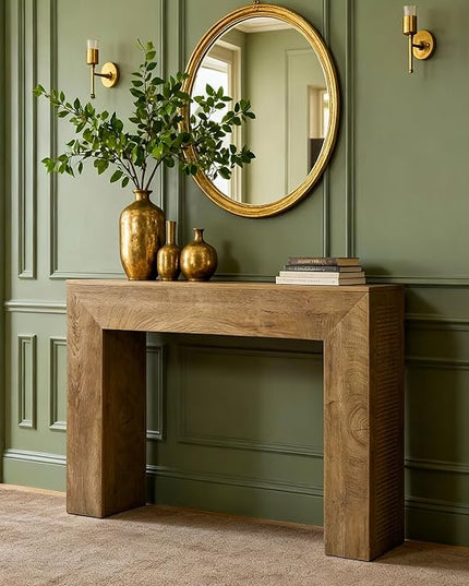 Tribesigns 43.3" Entryway Console Table, Farmhouse Wooden Sofa Table Behind Couch, Modern Small Accent Console with Fluted Design for Living Room Hallway Entrance Foyer, Brown