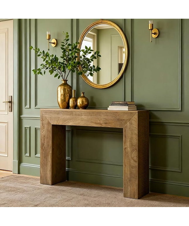 Tribesigns 43.3" Entryway Console Table, Farmhouse Wooden Sofa Table Behind Couch, Modern Small Accent Console with Fluted Design for Living Room Hallway Entrance Foyer, Brown
