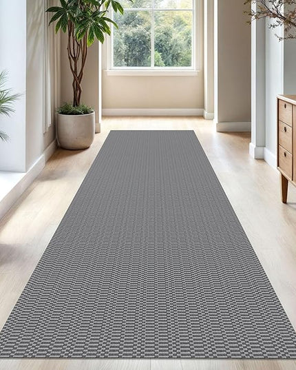 KOZYFLY Washable Runner Rug 3x10 ft Hallway Kitchen Runner Rugs with Rubber Backing Bobo Non Slip Entryway Runner Indoor, Long Carpet Runners for Hall Kitchen Entryway, Grey/Charcoal Grey