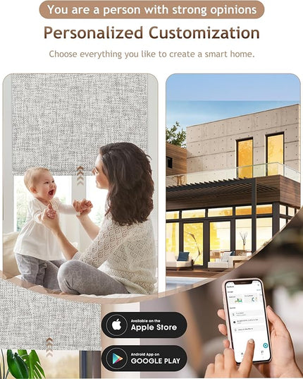 Kincmo Motorized Blinds with Remote,100% Blackout Motorized Roller Shades Work with Apple Homekit,Alexa,Google, Custom Electric Blinds with App,Voice Control (Mist Ash Grey)