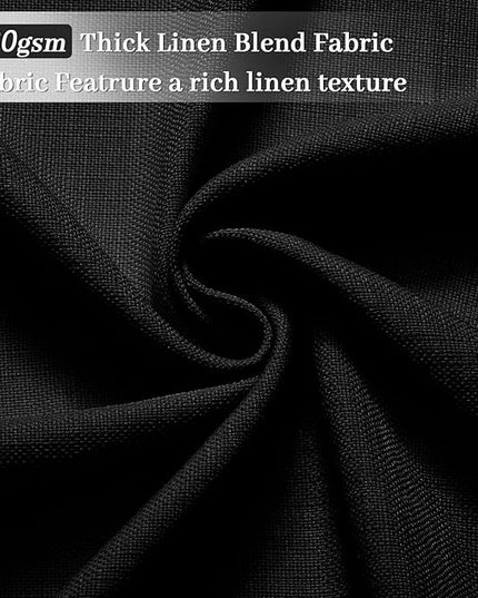 Pinch Pleated Linen Black Curtains 90 Inches Long Drapes for Living Room, Light Fitering Non See Through Privacy Window Pleat Curtain with Back Tab Hooks for Bedroom Dining Room 2 Panels Set