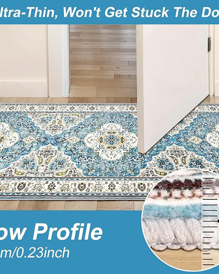 Ciicool Washable Runners Area Rug for Hallways, Ultra Soft 2'6 "x8' ft Boho Print Non-Slip Vintage Oriental Medallion Long Carpet for Kitchen Bedroom Laundry Bathroom