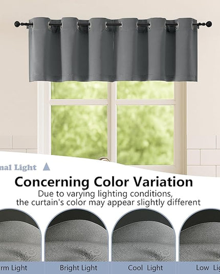 Simplebrand Light Grey Short Kitchen Curtains 24 Inch Length 2 Panels Set, Small Windows Room Darkening Curtain for Bathroom, Cabinet, Basement, RV Camper, Thermal Insulated Short Drapes, 40 x 24 Inch