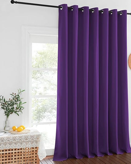 NICETOWN Blackout Curtains for Sliding Glass Door Room Divider Noise Reduce Curtain Panel Portable Window Screen Sliding Partition, W100 x L102 inches, 1 Panel, Royal Purple