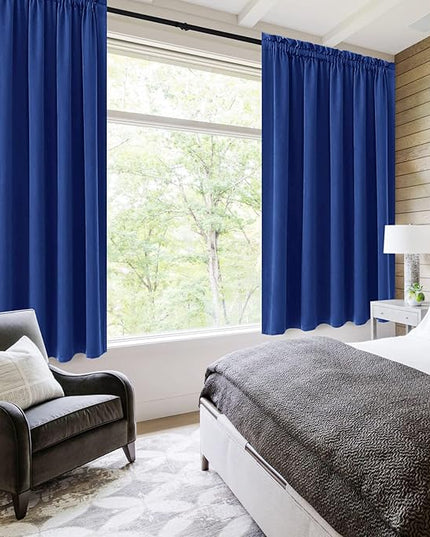 DWCN Blackout Curtains for Bedroom – Rod Pocket Thermal Insulated Noise Reducing Noise Reducing Drapes for Living Room, W 60 x L 63 Inch, 2 Panels, Classic Blue