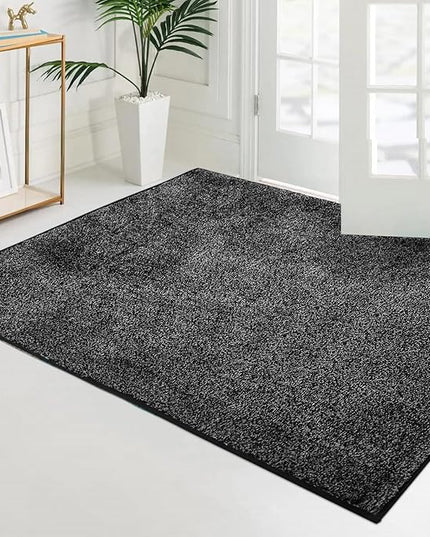PURRUGS Easy Care Area Rug 4ft x 6ft, Non-Slip Machine Washable Entryway Rug, Dog Door Mat, Stain Resistant Accent Rug for Hallway, Living Room, Bedroom and Mudroom, Charcoal
