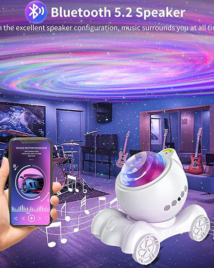 ENOKIK Galaxy Projector, Star Aurora Projector Built-in Bluetooth Speaker, Night Light for Kids Adults, White Noise Light for Home Decor/Relaxation/Party/Music/Gift (White)