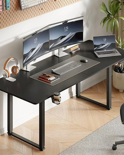 71x32 Inch Adjustable Standing Desk with 4 Legs, Stand-up Desk Features a Spacious Rectangular Top, Dual-Motor Lift, and Memory Presets (28-46Inch) for Home Offices or Computer Workstations, Black