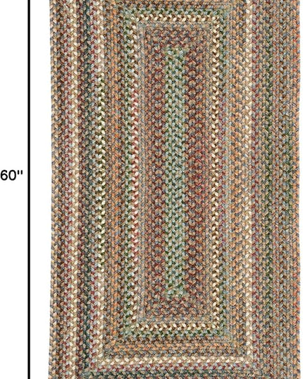 Capel American Heritage Moss Multi 3' 0" X 5' 0" Concentric Rectangle Braided Rug