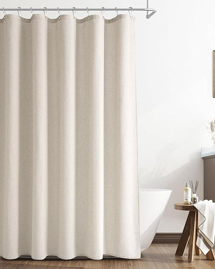 Naturoom Apricot Linen Shower Curtain, Cloth Textured Fabric Shower Curtain Set with Hooks, Simple Elegant Modern Farmhouse Country Ultra Thick Bath Curtains for Bathroom,Water Repellent,72x78