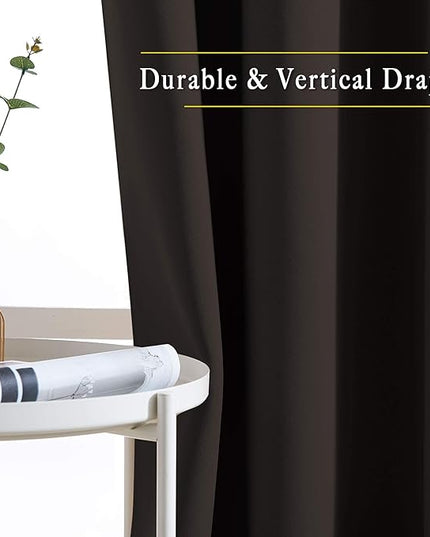NICETOWN Blackout Curtain Panels 84 inches - Light Reducing Thermal Insulated Solid Grommet Blackout Curtains/Panels/Drapes for Living Room (Set of 2, 66 inches by 84 Inch, Toffee Brown)