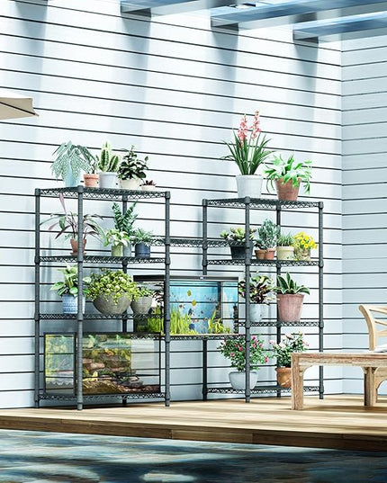 IZEUK 4-Tier Outdoor Metal Storage Shelving Unit, Heavy Duty Wire Rack Organizer with Rust-Resistant and Corrosion-Proof Coating (Grey, 17.7" D x 35.43" W x 59" H)