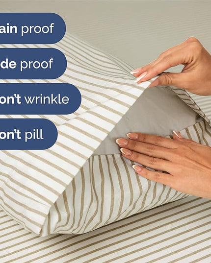 King Size 4 Piece Sheet Set - Comfy Breathable & Cooling Bed Sheets Set - Hotel Luxury Bedding for Women, Men, Kids, Teens, Boys & Girls - Deep Pockets, Soft, Wrinkle Free - Oeko-Tex - Beige Stripes 2