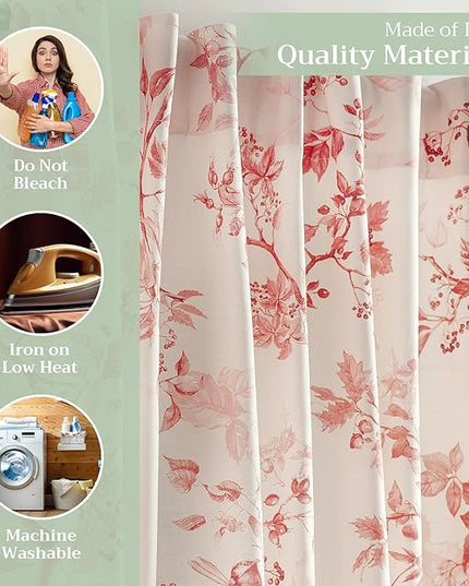 Maison d' Hermine Curtains for Living Room 100% Cotton 84 inch Length One Panel Light Filtering Curtains for Bedroom Windows with Rod and Loop Pockets Drapes (Equinoxe Terracotta, 50" W x 84" L)